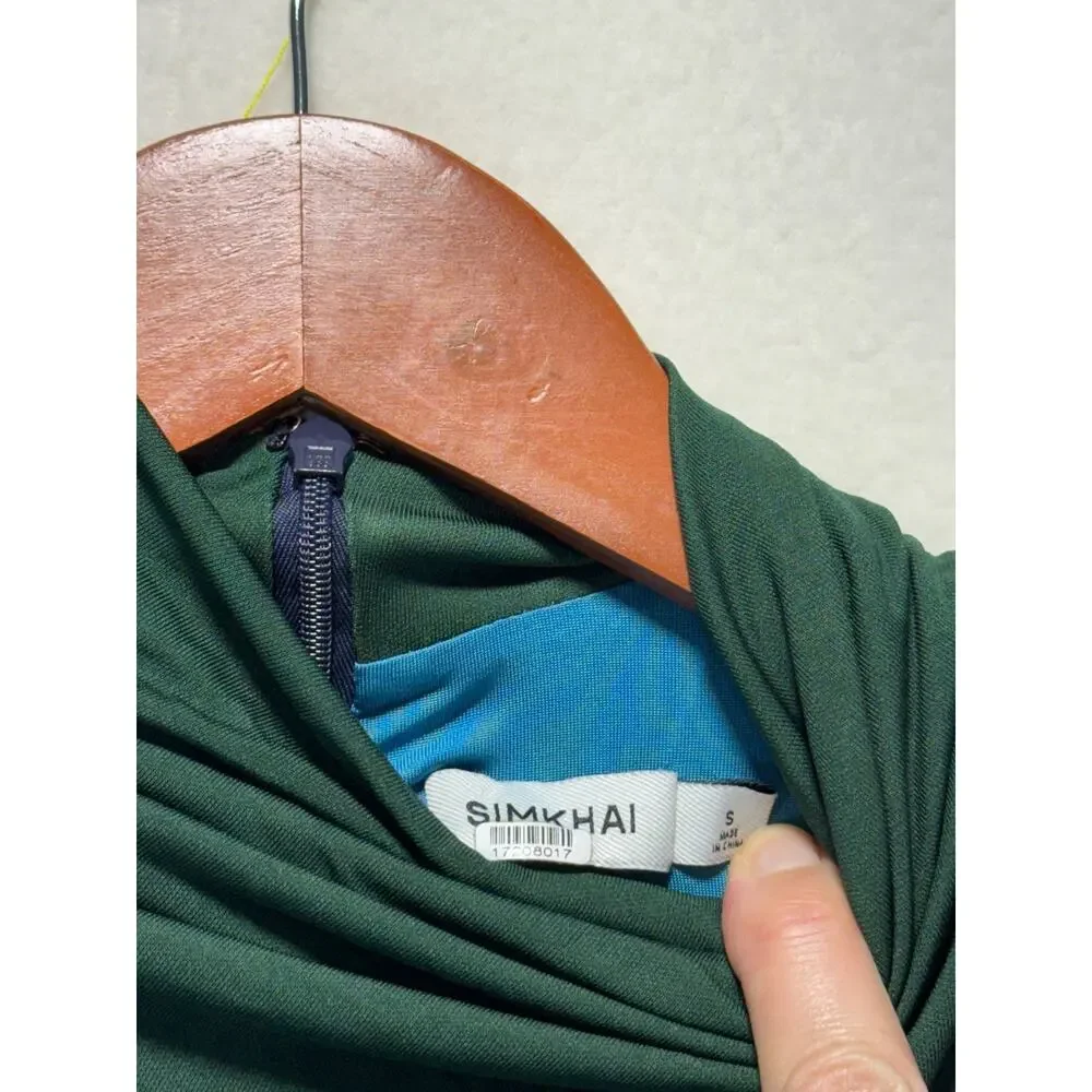 SIMKHAI Aldina Jersey Stretch Maxi Dress Blue Green Ombre, Size S Retails $645 - Picture 9 of 13